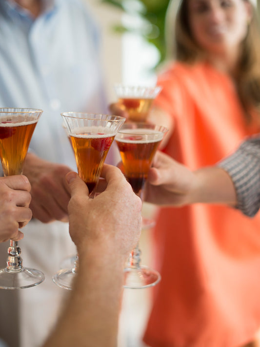 Happy people toasting