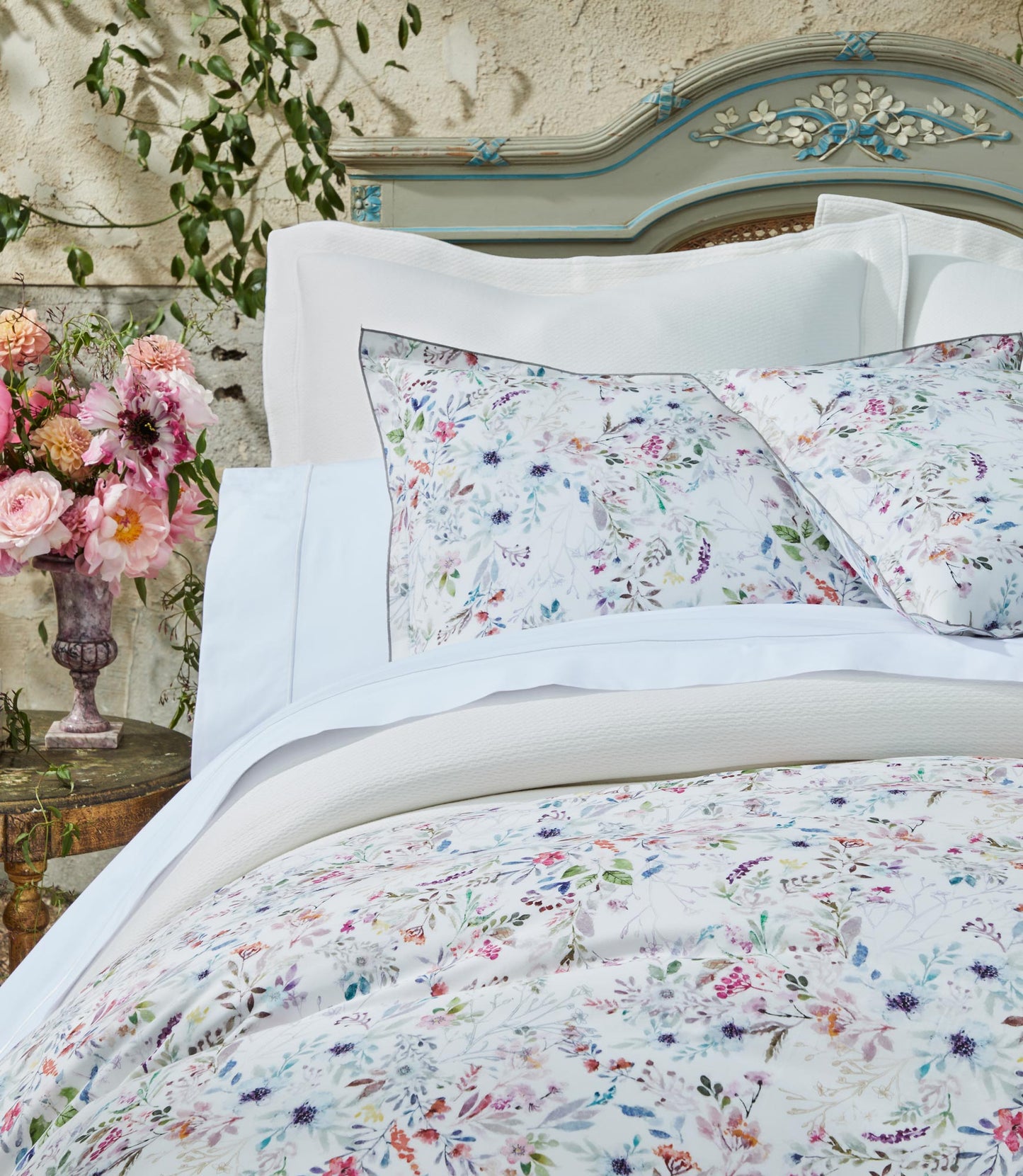 Chloe Floral Percale Duvet Cover and Shams on Bed