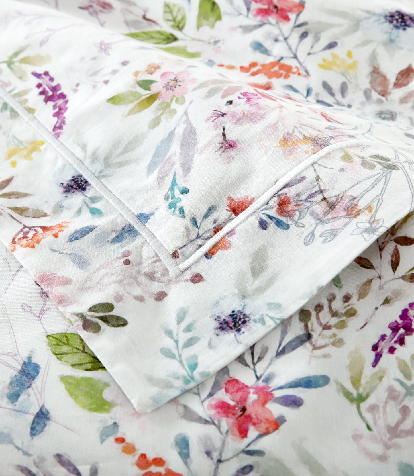close up of chloe percale sham stitching, Floral