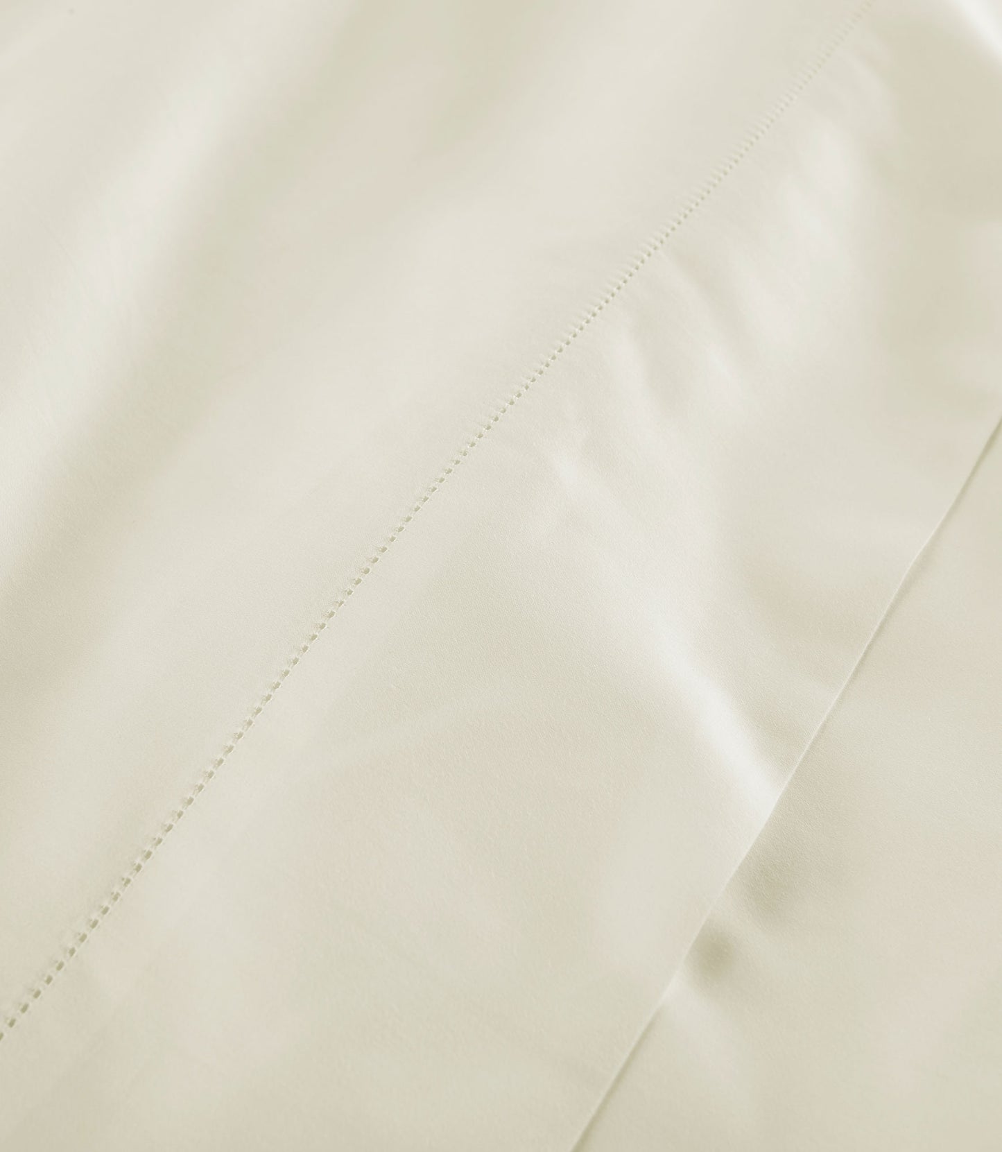 Hemstitch detail on Clara Sateen Sheet Set, Ivory