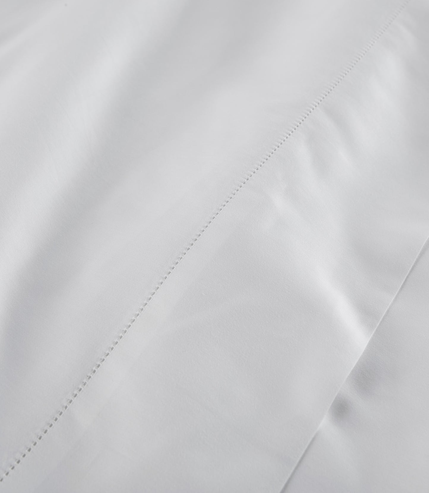 Clara Sateen Sheet Set hemstitch detail, White