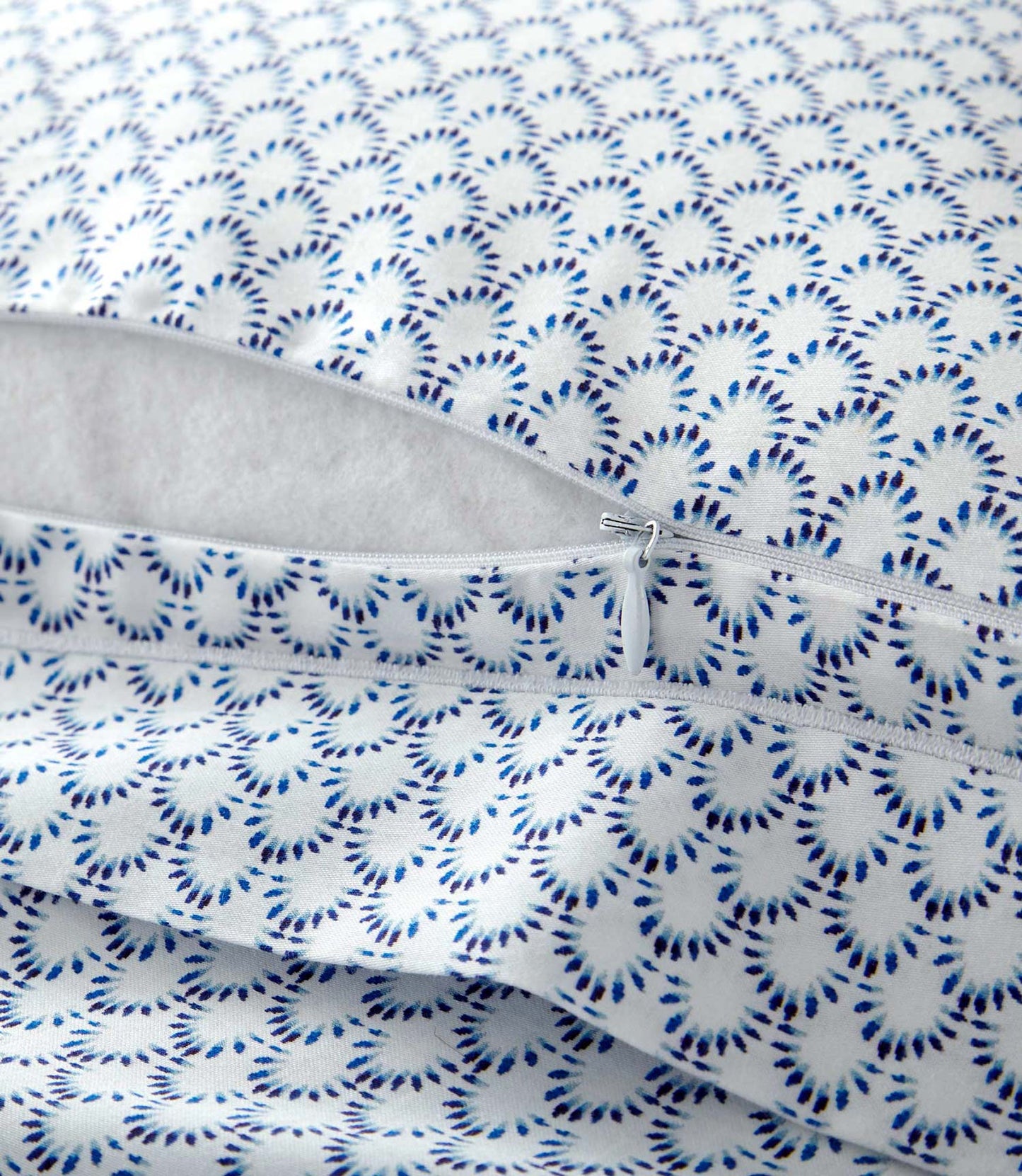 hidden zipper closure on back side of demi ditsy printed cotton sateen duvet cover, Demi Navy