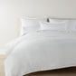 European Washed Linen Shams on bed with duvet, White