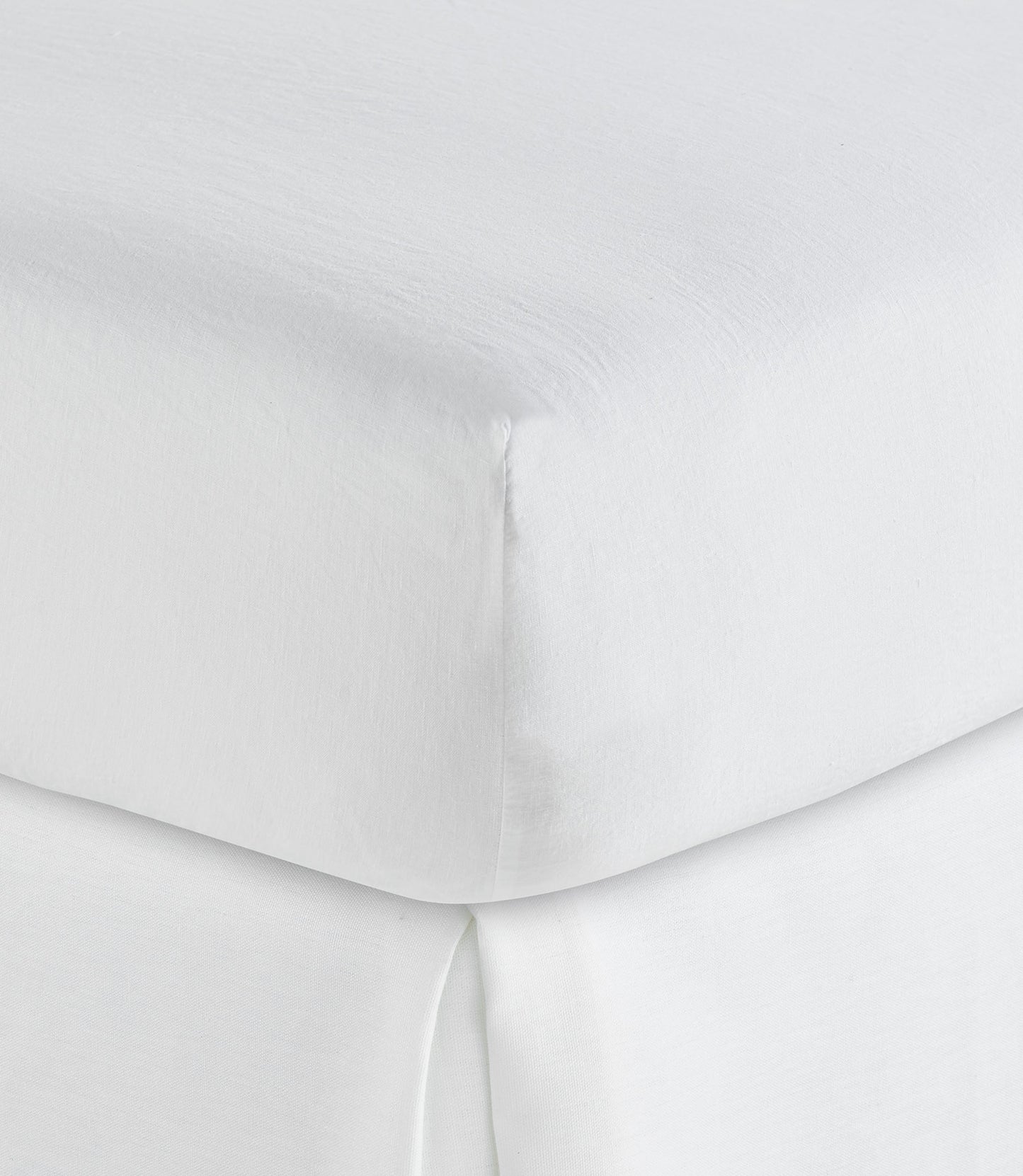 European Washed Linen Fitted Sheet, White