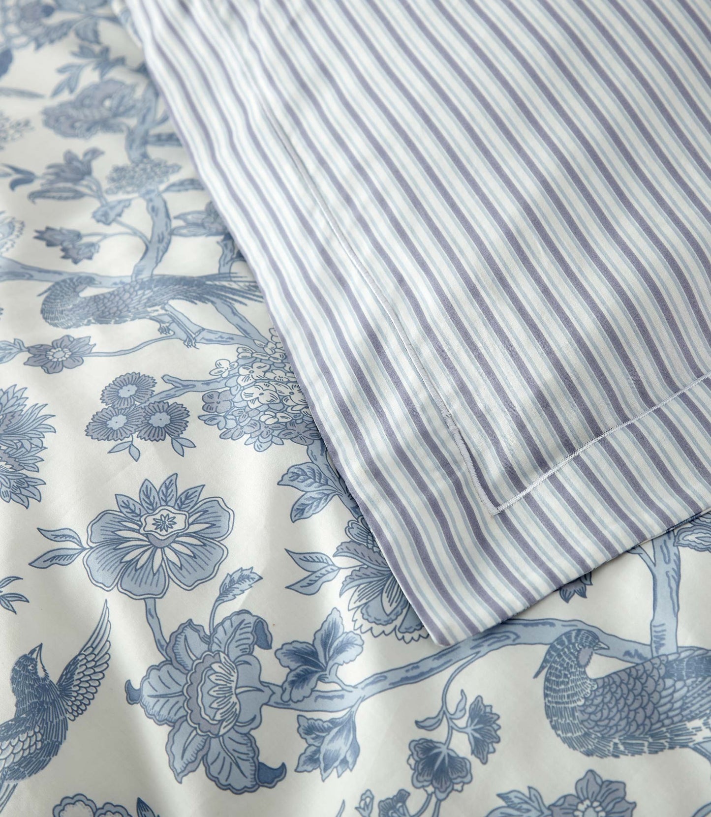 Close up of Highgrove Duvet Set in Wedgewood