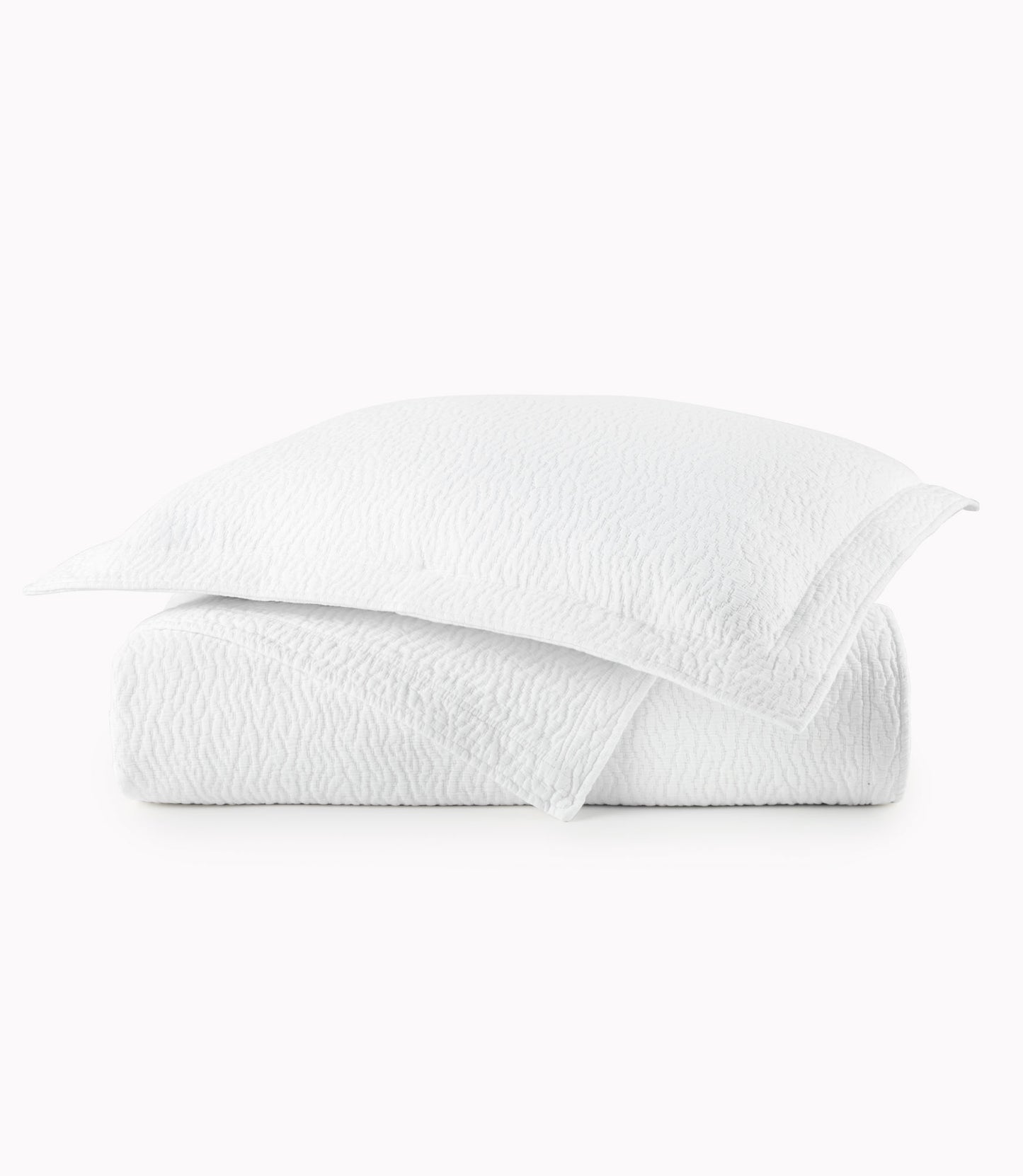 Mia Stonewashed Matelassé Coverlet and Sham, White