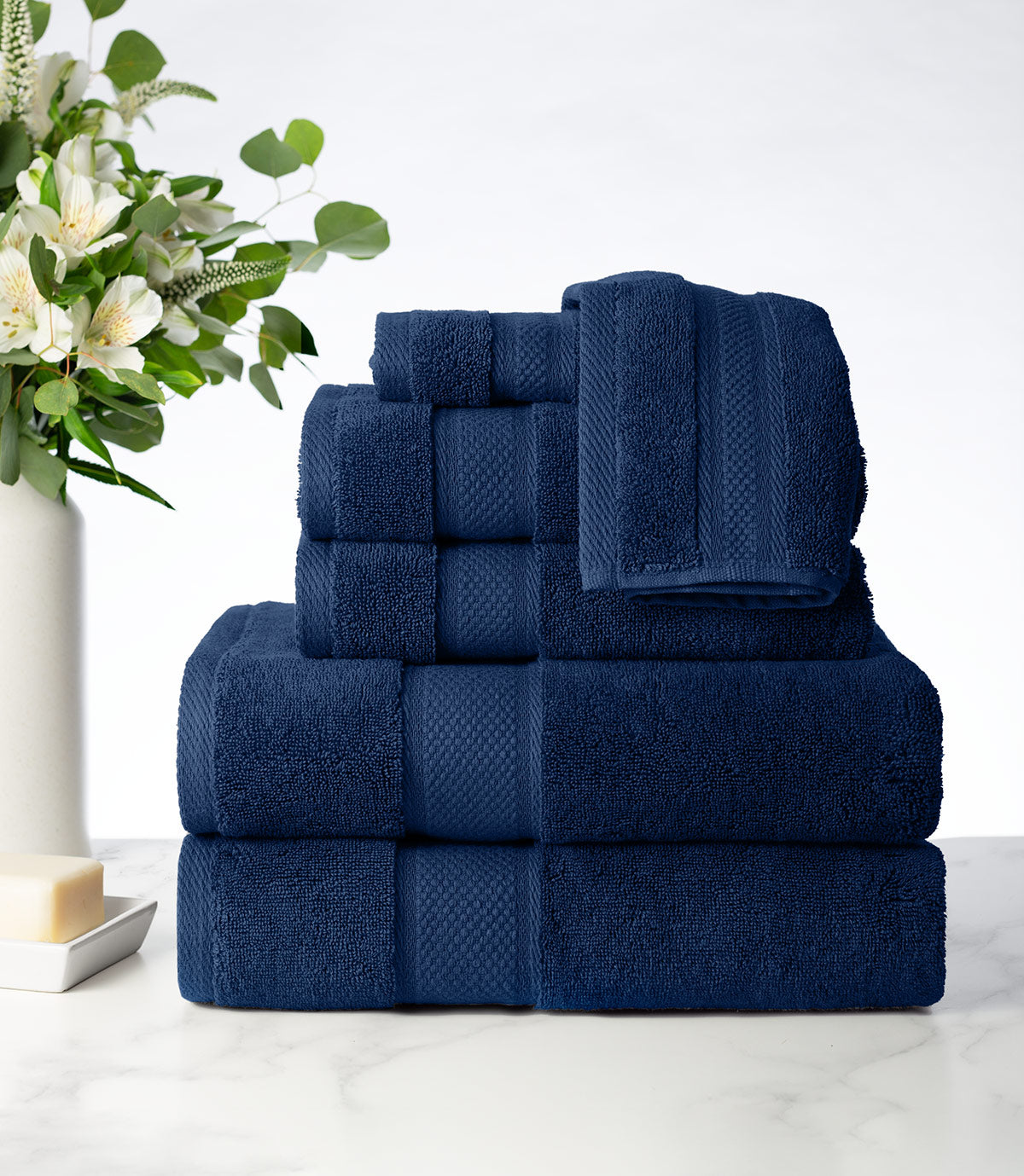 Plush Turkish Towel Set, Navy
