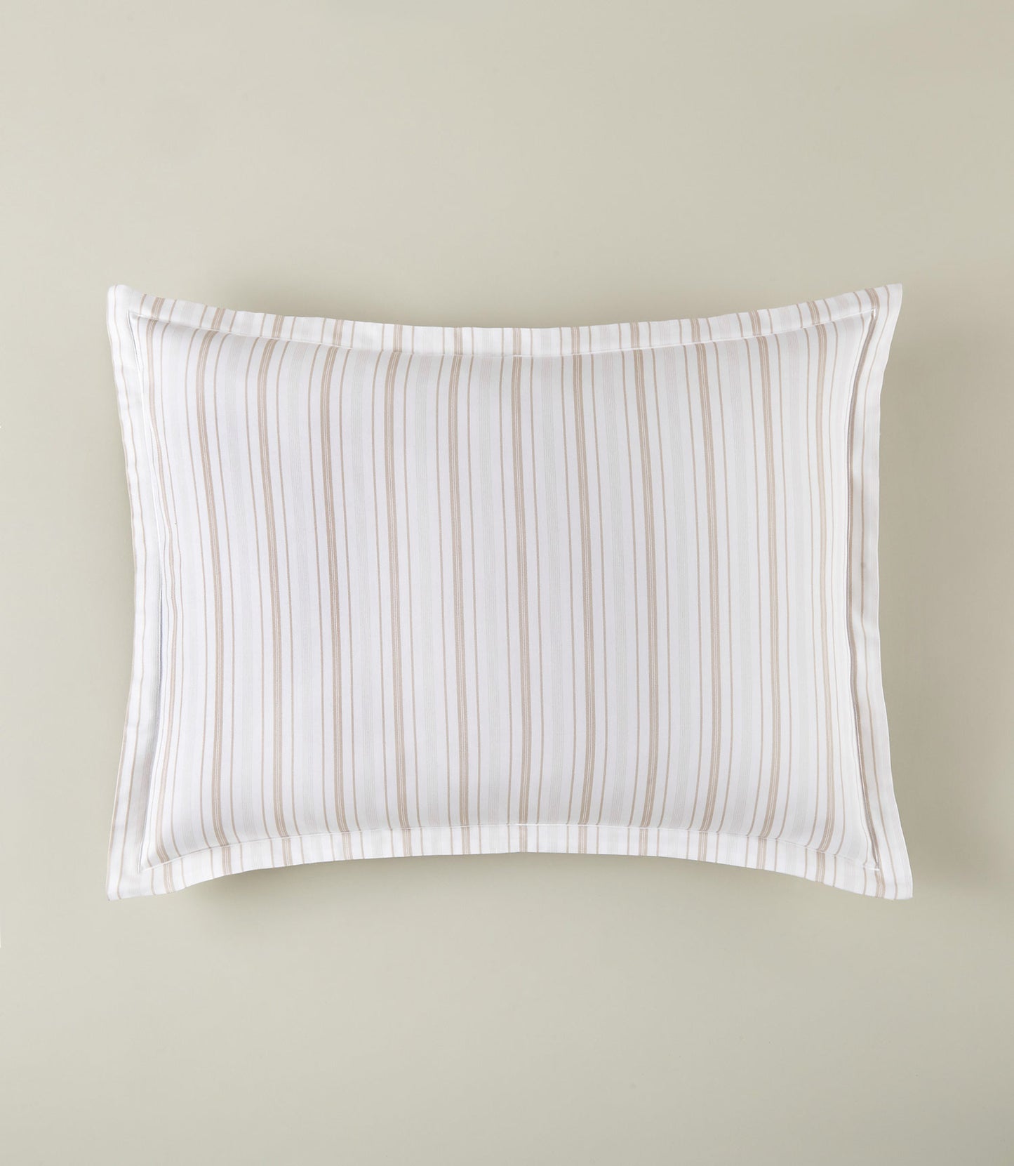 Classic printed striped sham with satin stitch hem and two inch flange, Shelby Stripe