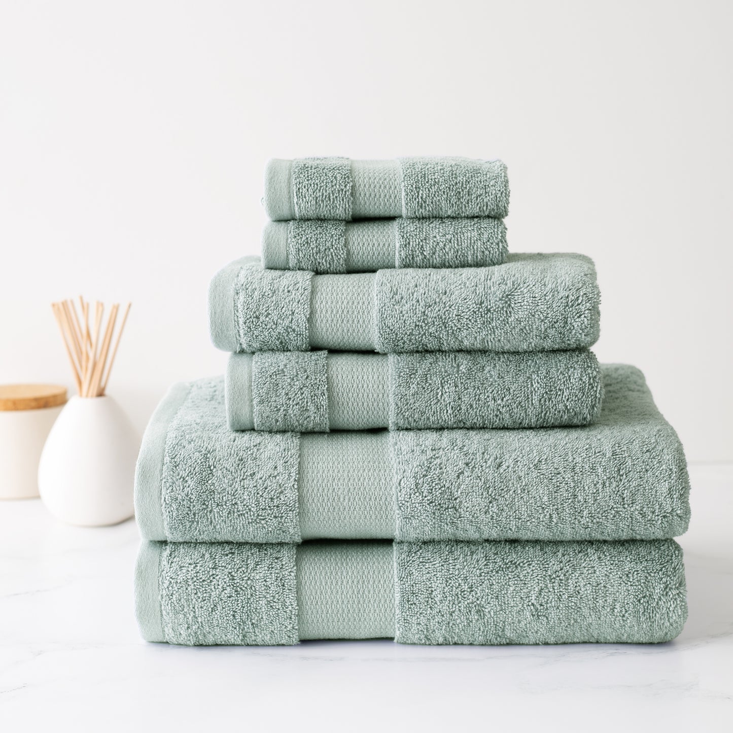Plush Bath Towel Stack Eucalyptus