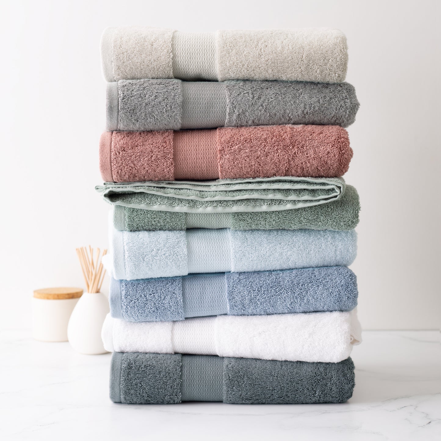 Plush Bath Towel Stack Messy Multi Colors