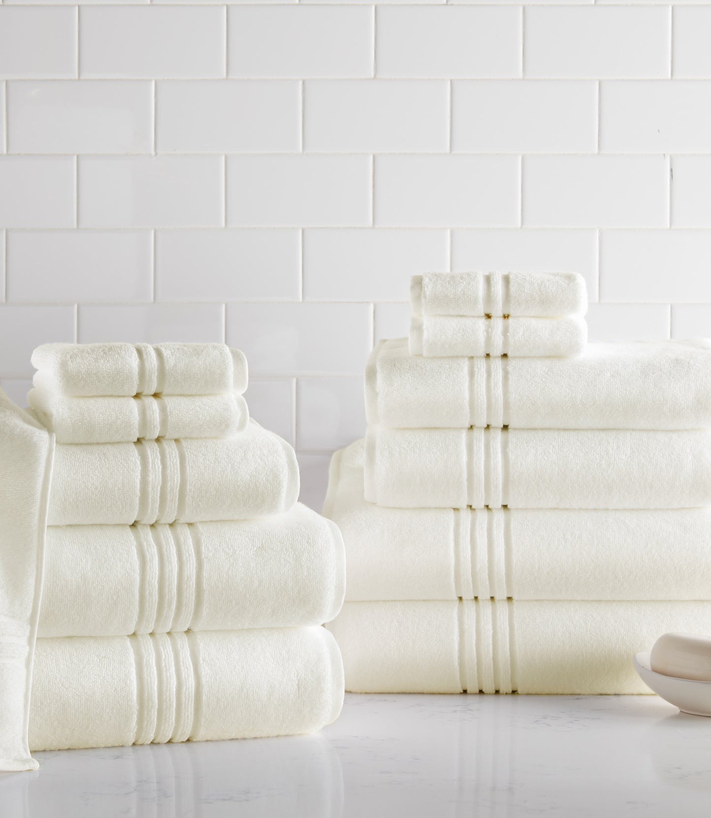 Chelsea Plush Bath Towel 12 Piece Bundle Stack Ivory