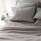 Soprano Sateen Flat Sheet in Pewter on Bed