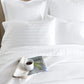Soprano Stripe Sateen Flat Sheet White on Bed