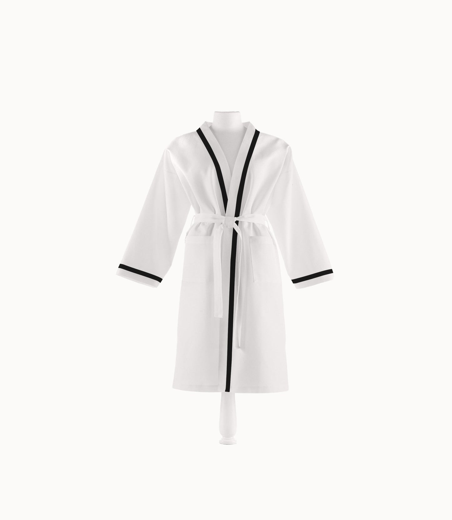 Pique Bath Robe with Black Trim