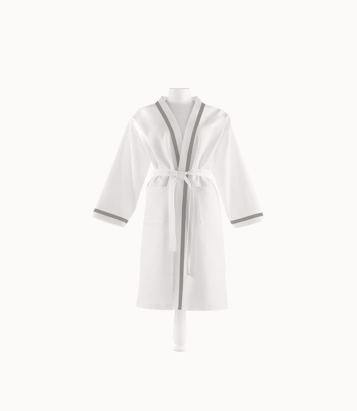 Pique Bath Robe with Pewter Trim