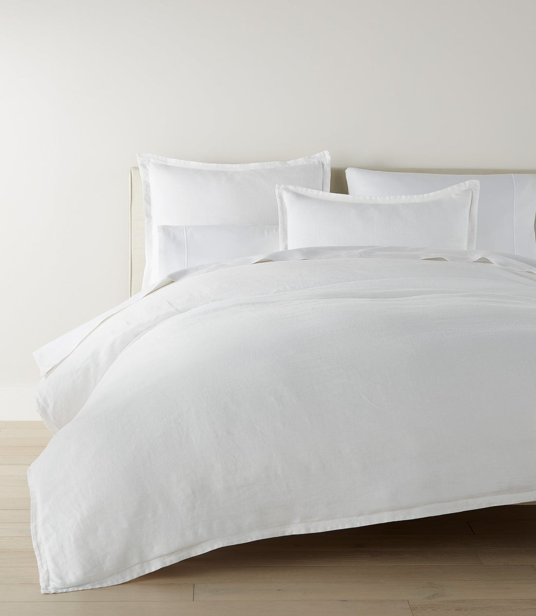 European-Washed Linen Luxury Bedding in White