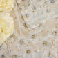 Ella Linen floral detail displayed with white florals, Natural