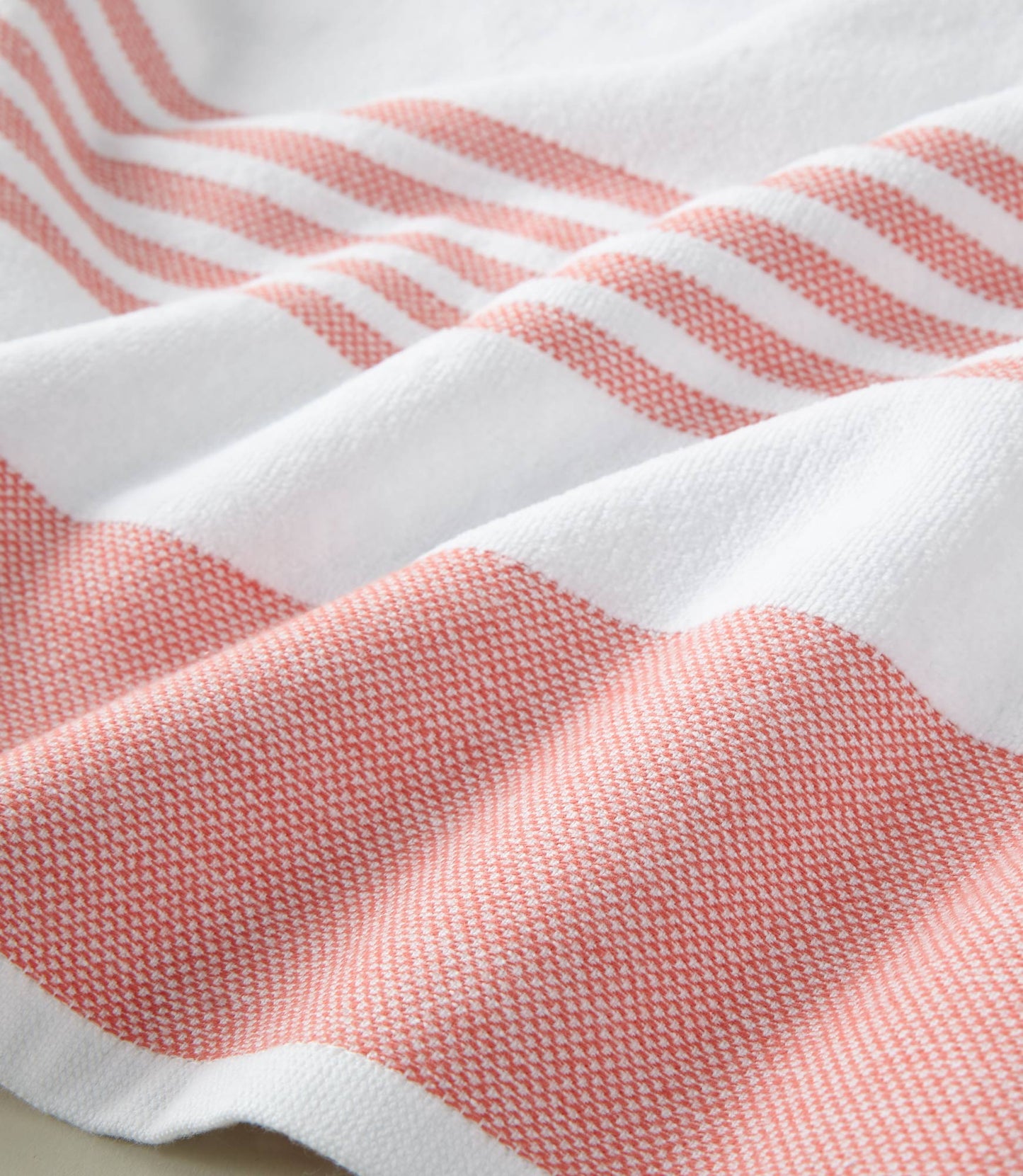 Aegean Stripe Beach Towel detail, Coral