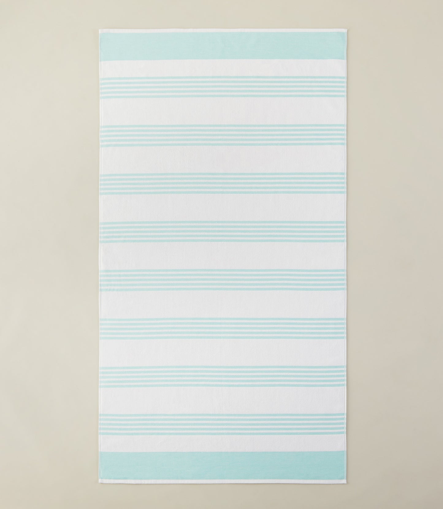 Aegean Stripe Beach Towel top view, Aqua