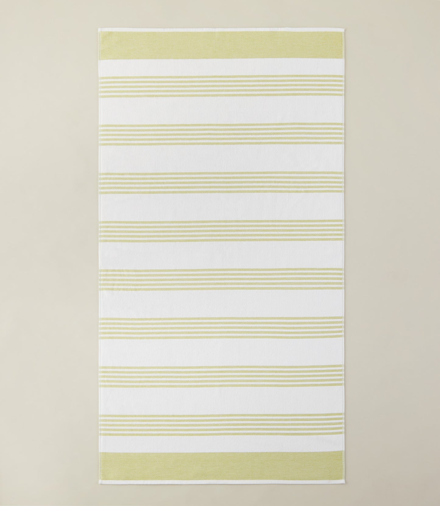 Aegean Stripe Beach Towel top view, Lime