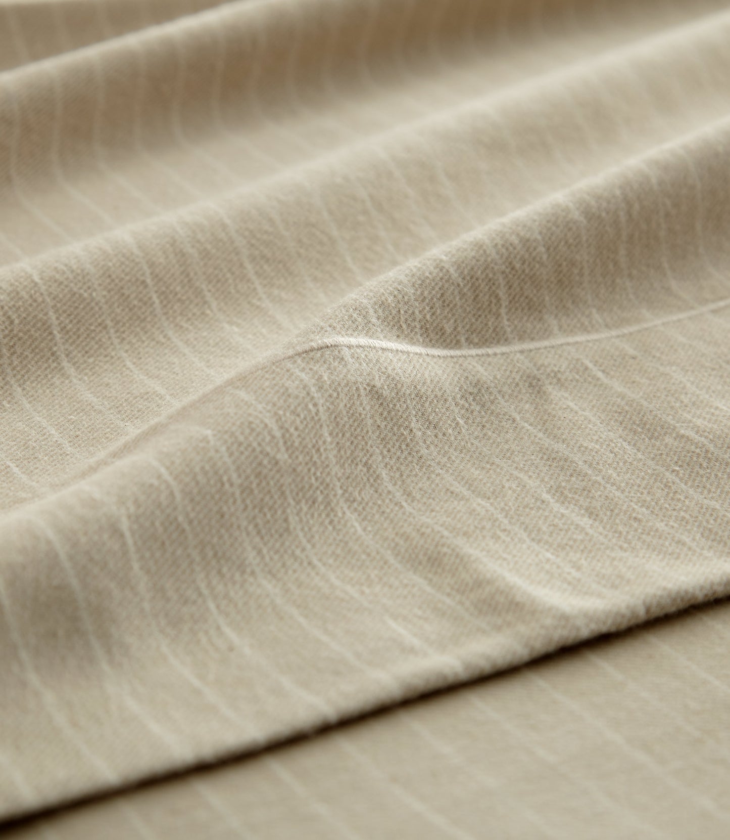 Hem detail on All Seasons Brushed Flat Sheet, Linen