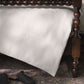 border design on Montauk duvet cover on bed, White