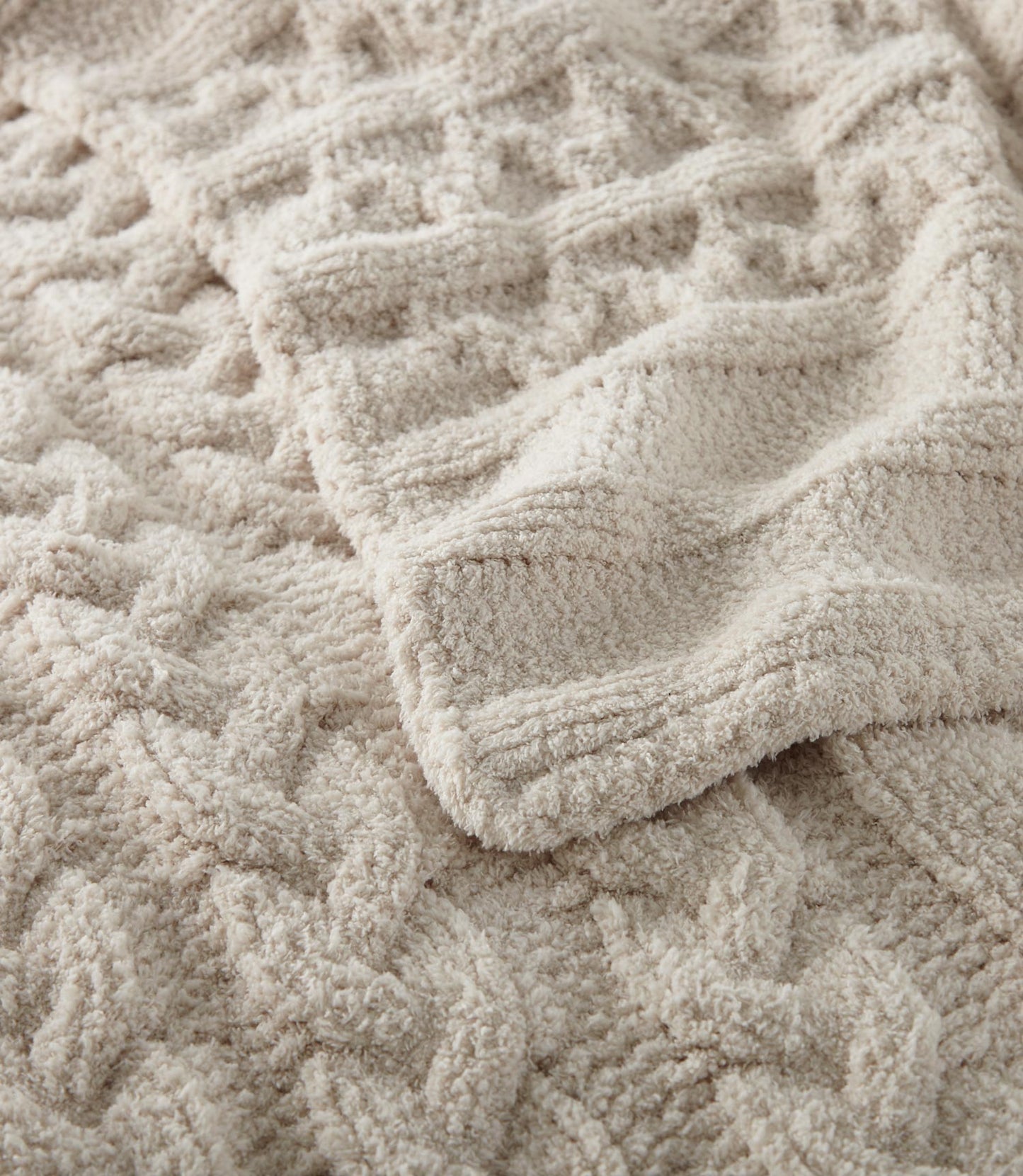 cable knit throw folded over, Linen