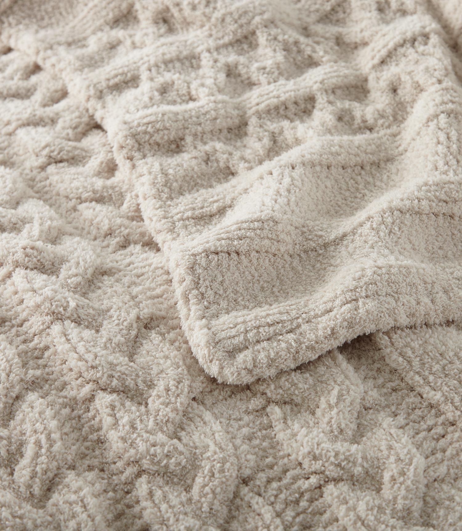 cable knit throw folded over, Linen