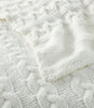 cable knit throw fold over, White