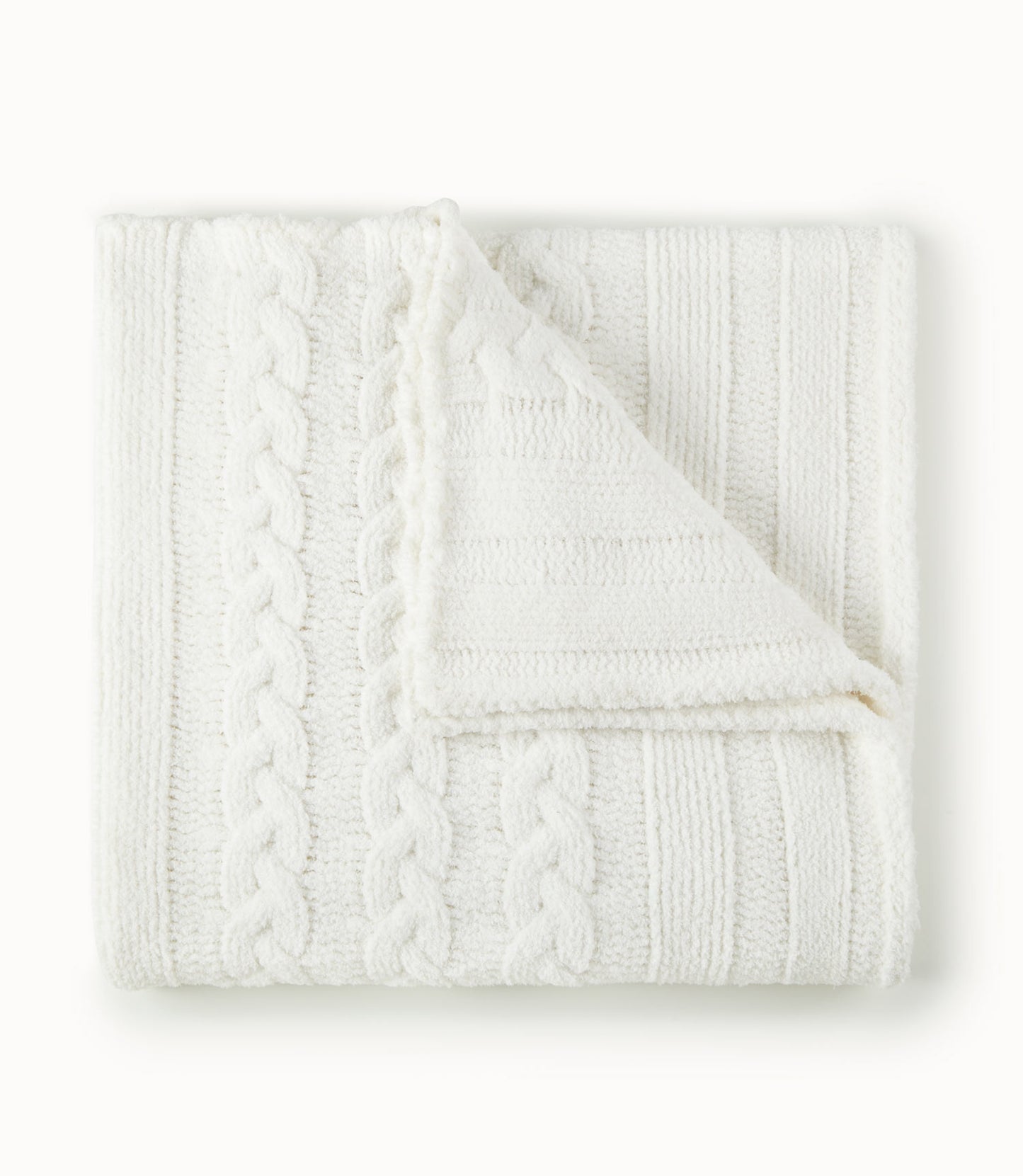 cable knit throw, White