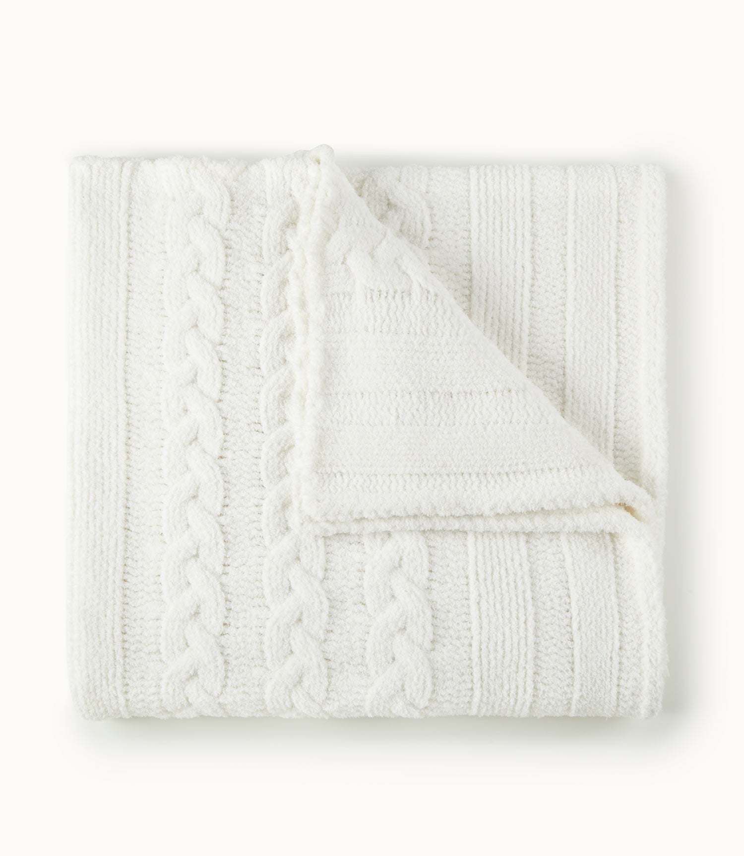 cable knit throw, White