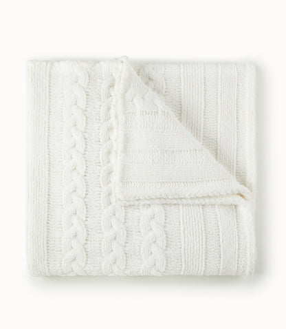 cable knit throw, White
