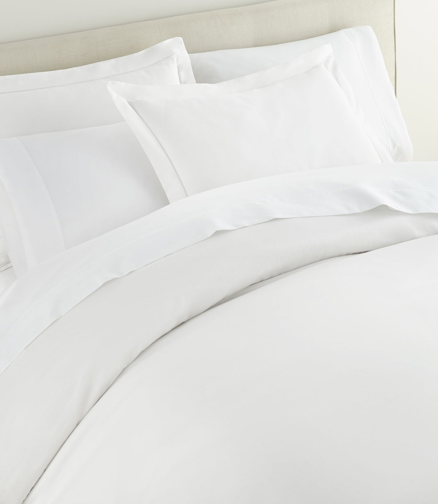 clara duvet and shams set on bed, White