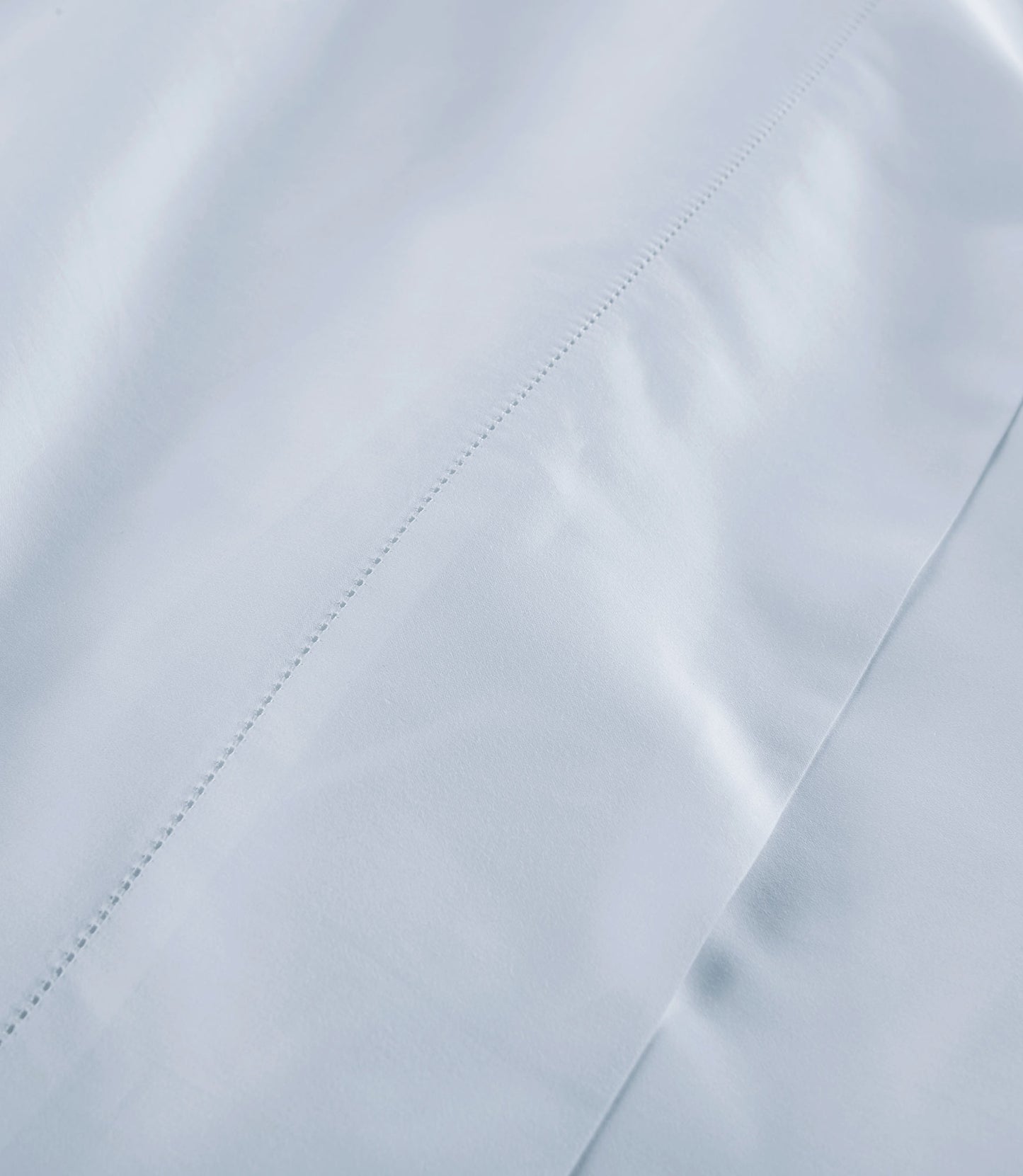 Hemstitch detail on Clara Sateen Sheet Set, Blue