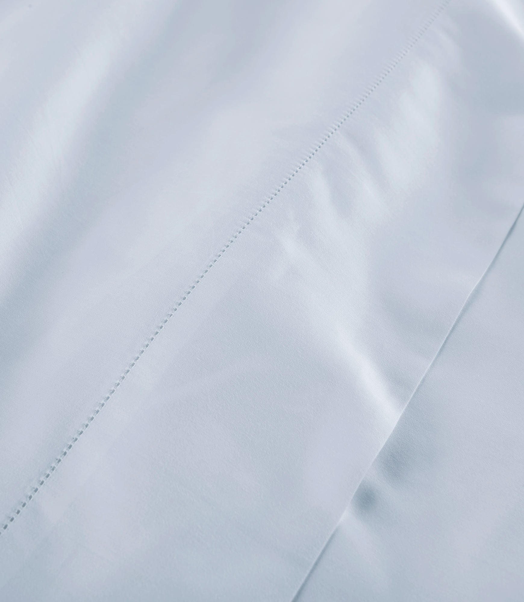 Hemstitch detail on Clara Sateen Sheet Set, Blue