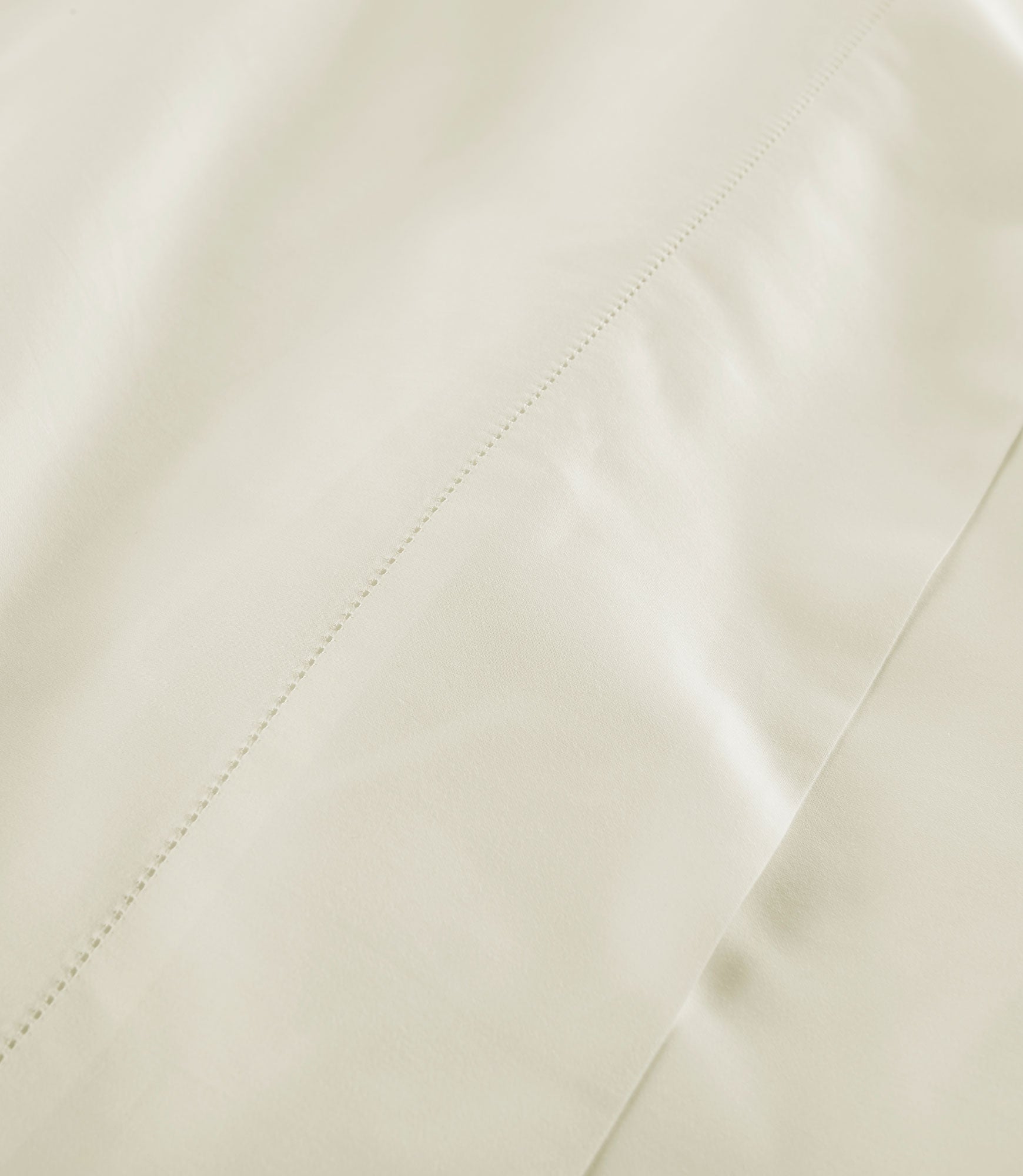 Hemstitch detail on Clara Sateen Sheet Set, Ivory