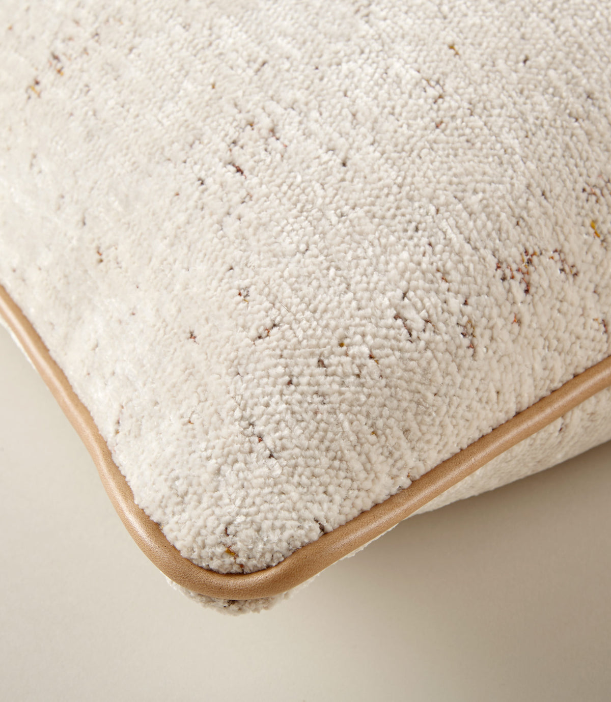 Trim detail on Leather Trim Lumbar Pillow, Leather 
