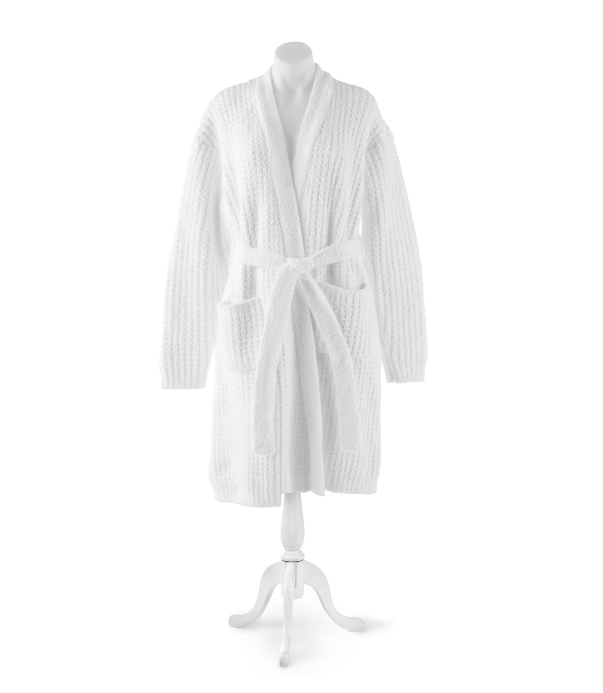 Cozy Waffle Robe modeled, White