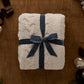cozy cable knit throw blanket gift wrapped, Linen 