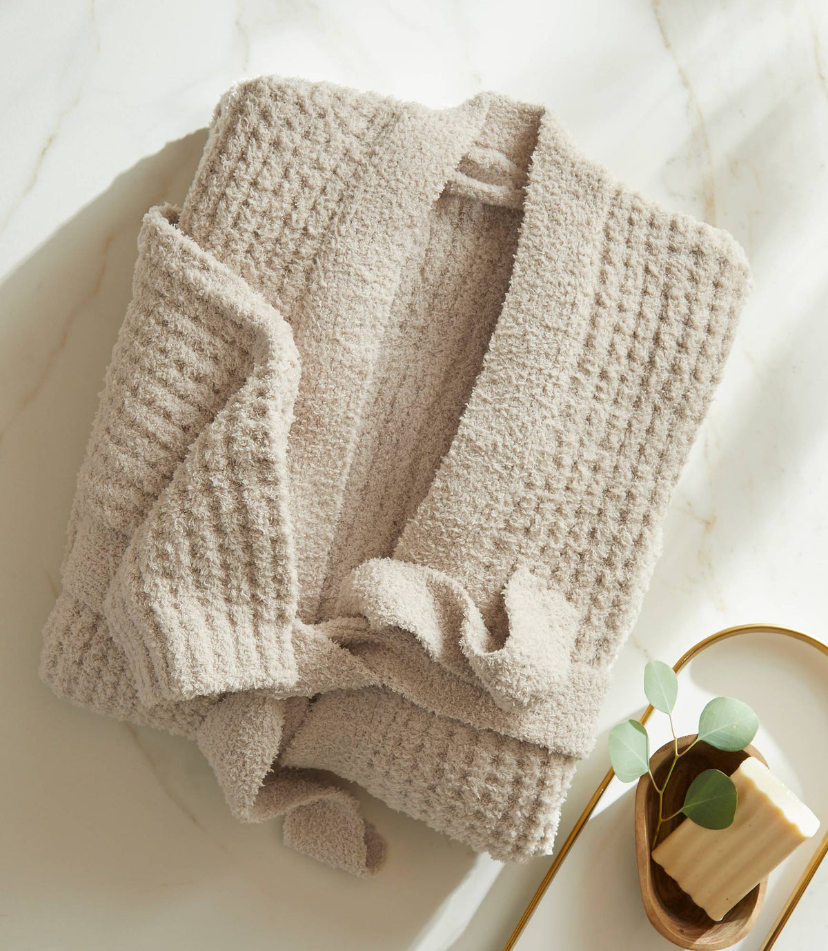 Flatlay of Cozy Waffle Robe in Linen