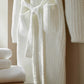 Close up of waffle in Cozy Waffle Robe, White