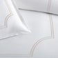 Close up of border detailing on Deco Classic Embroidered Duvet Set, Linen