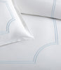 Close-up of satin stitch of Deco Classic Duvet, Sky