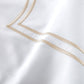 Detail shot of embroidery, Linen