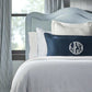 blue printed duvet on bed, Demi