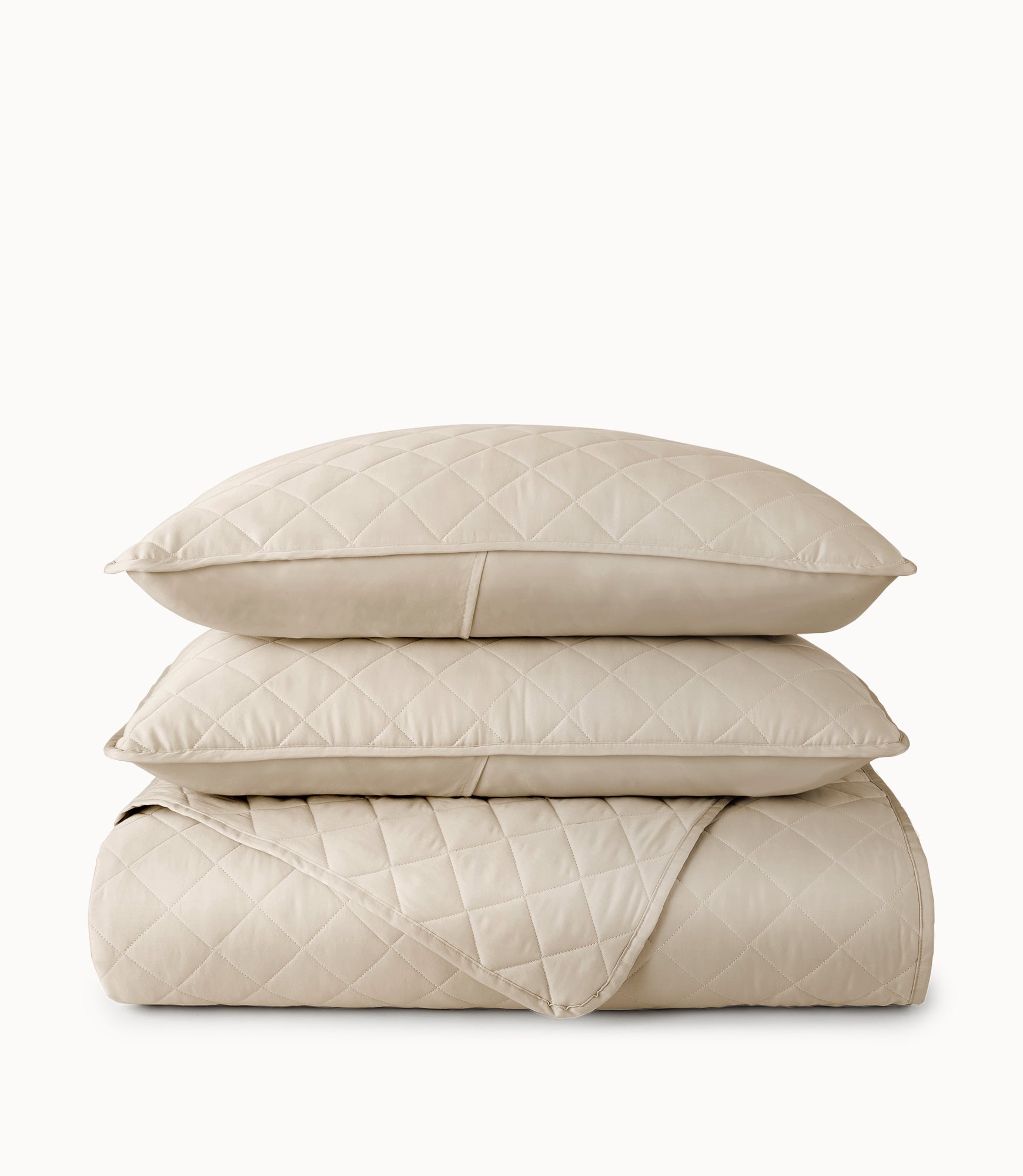 Diamond Quilted Sateen Coverlet Set Taupe