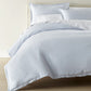 European Washed Linen Sheet Set on a bed with a cream colored head board, Sky