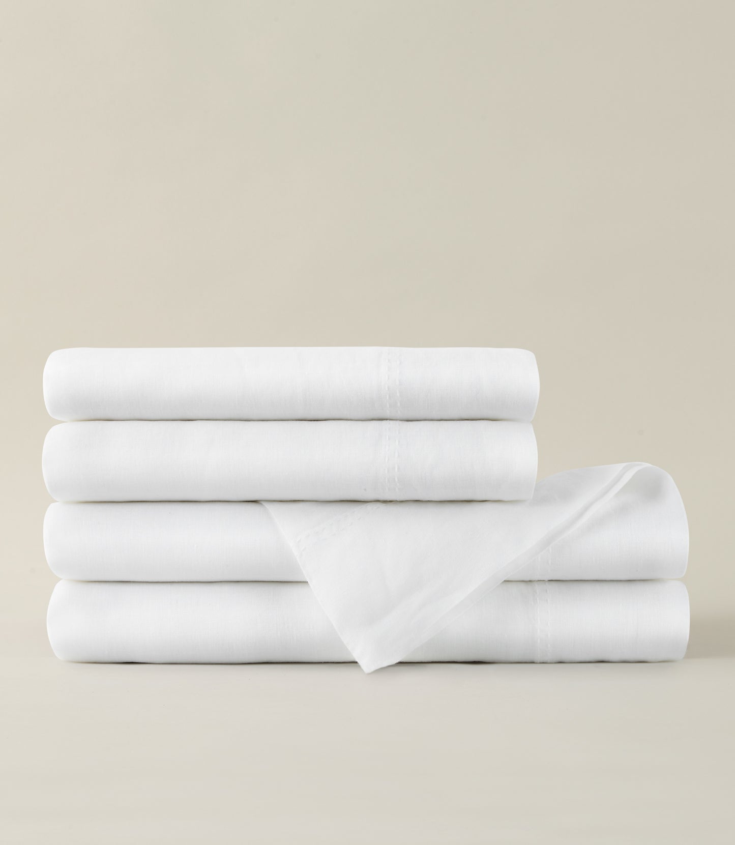 European Washed Linen Sheet Set, White