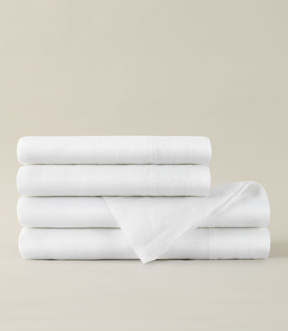 European Washed Linen Sheet Set, White