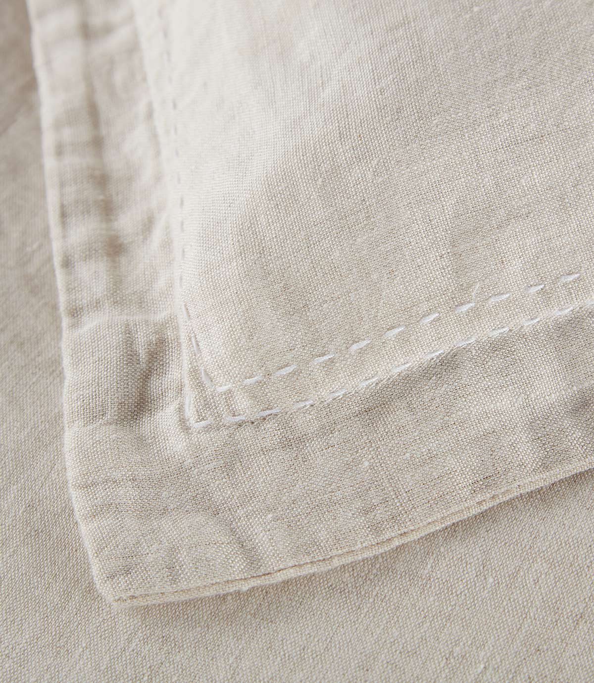 European Washed Linen Shams stitching detail, Natural